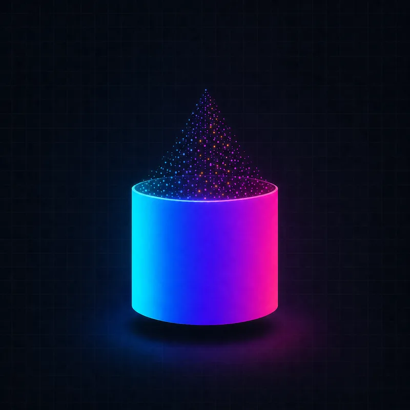 Scattered particles resolving into one solid glowing signal — the FixBroken cone